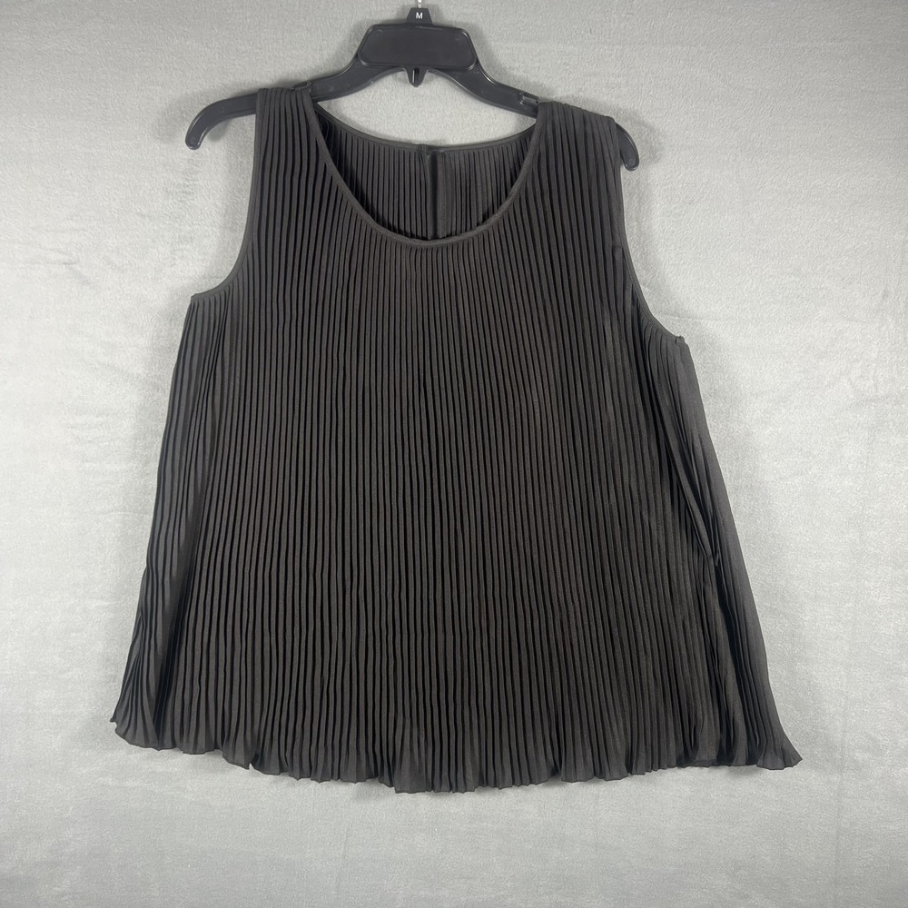 Women's‎ Charcoal Gray Pleated Sleeveless Tank Top Blouse Size S